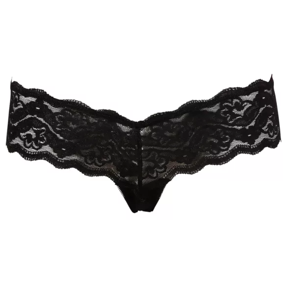 Cottelli - String aus Spitze mit versteckter Perlenkette (schwarz)