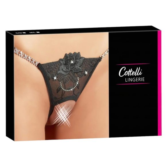 Cottelli - Glitzerblüten - Offener Tanga - M/L