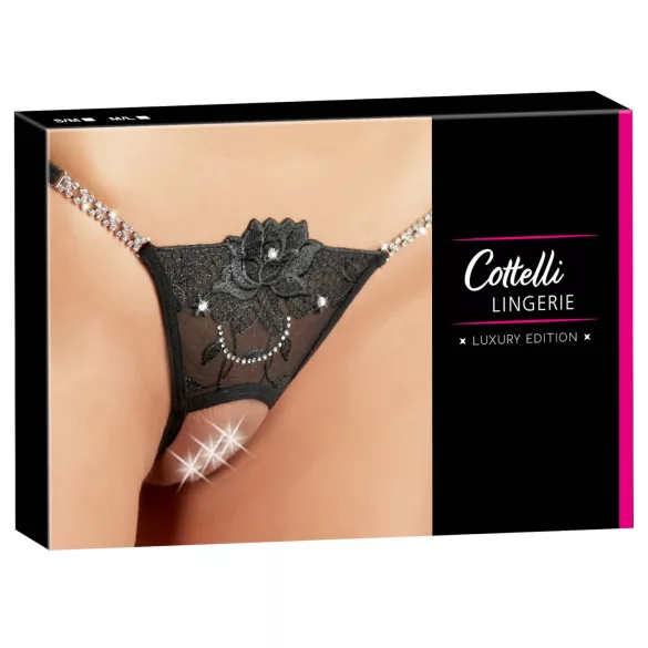 Cottelli - Glänzende Blume - Offener Tanga - M/L