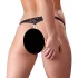 Cottelli - Perlenverzierte offene Spitzen-Tanga (schwarz) - M