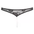 Cottelli - Perlenverzierte offene Spitzen-Tanga (schwarz) - M