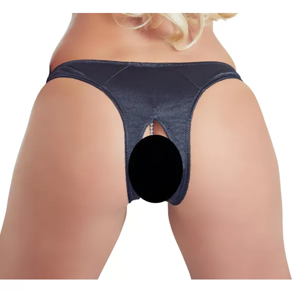 Cottelli - Perlenverzierte, offene Blütenslip (schwarz)