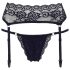 Cottelli - Spitzen-Strumpfhalter und String (schwarz) - M