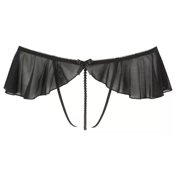 Cottelli - Offener, Perlenbesetzter Spitzentanga (Schwarz)