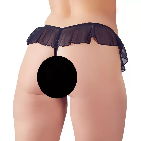 Cottelli - Offener, Perlenbesetzter Spitzentanga (Schwarz) - M