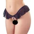 Cottelli - Offener, Perlenbesetzter Spitzentanga (Schwarz) - XL