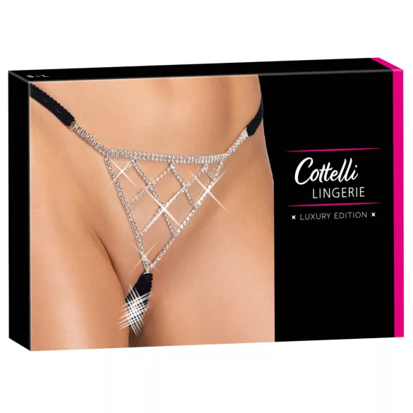 Cottelli - Offener Stringtanga mit Silberverzierung - Schwarz (S-L)