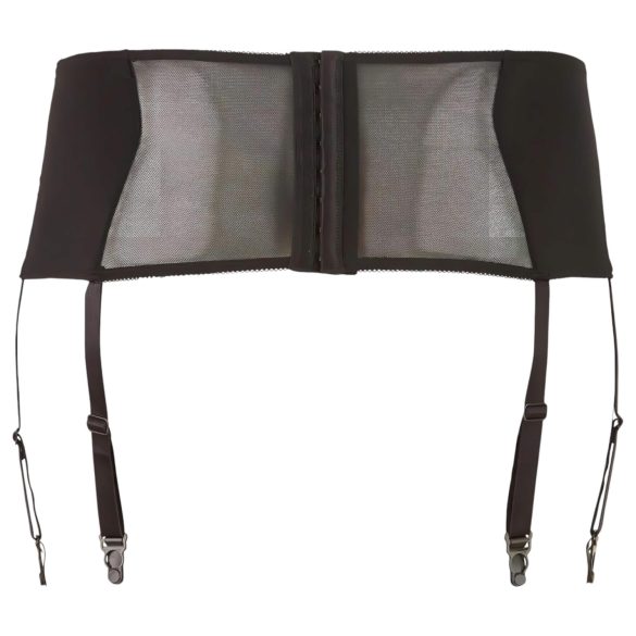 Cottelli Plus Size - Spitzen Strapshemd mit Schnürung (schwarz)