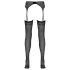 NO:XQSE - Gestreifte Strumpfhose mit Strumpfhalter (Schwarz)