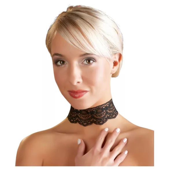 Cottelli - Halsband aus Kunstleder mit Spitze, BDSM-Kostüm-Accessoire