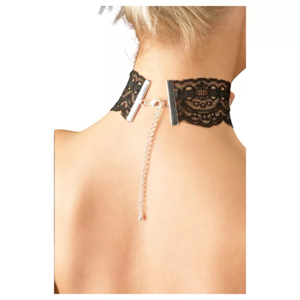 Cottelli - Halsband aus Kunstleder mit Spitze, BDSM-Kostüm-Accessoire