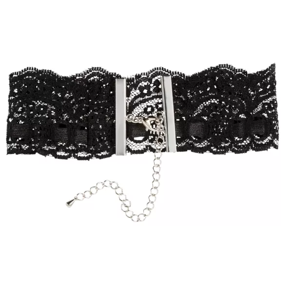 Cottelli - Halsband aus Kunstleder mit Spitze, BDSM-Kostüm-Accessoire