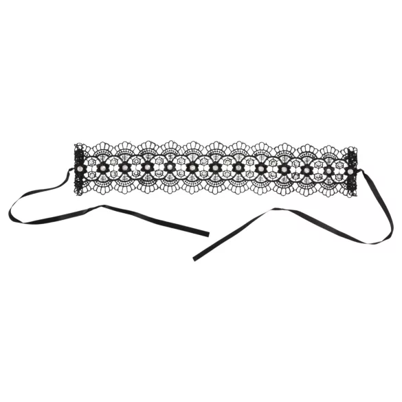 Cottelli - Perlen- und Strass-Spitzenkragen (schwarz)