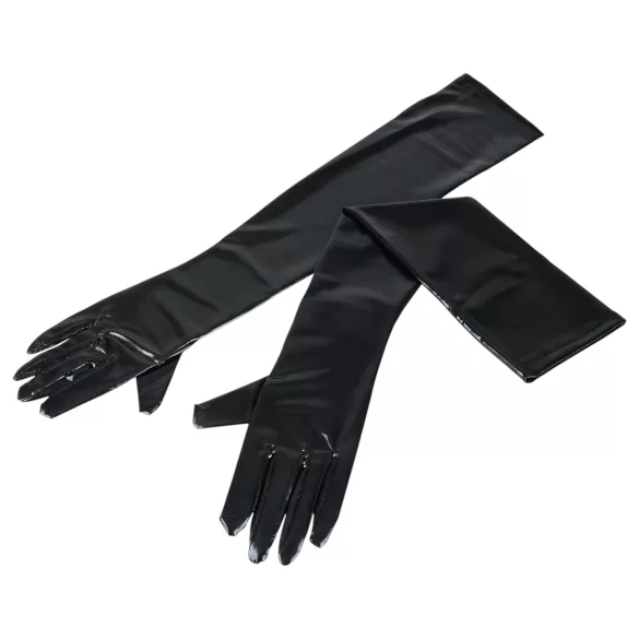Cottelli - Lange glänzende Handschuhe (schwarz)