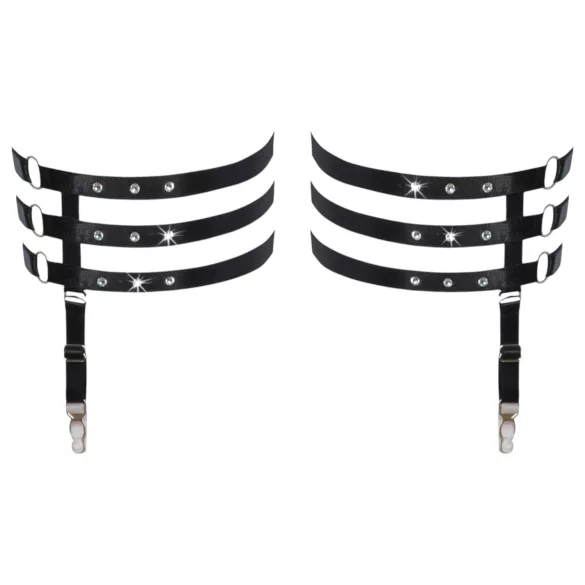 Cottelli - Lederoptik-Strumpfband Oberschenkelriemen (schwarz)