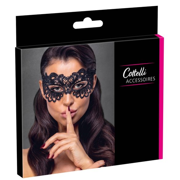 Cottelli - Verzierter, bestickter Spitzenmaske (schwarz)