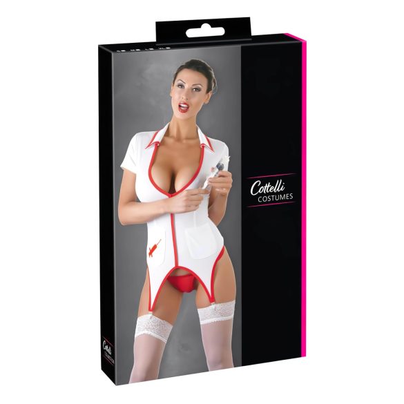 Cottelli - Krankenschwester-Top mit Strapsen - XL