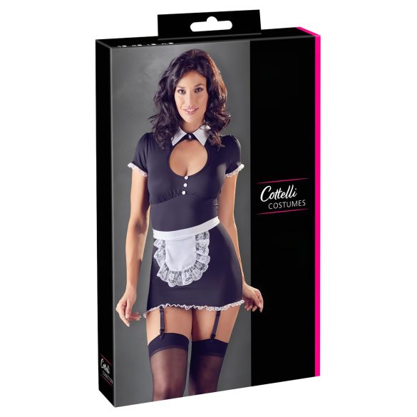 Cottelli - Dienstmädchen-Kleid mit Strapsen (Schwarz-Weiß) - M