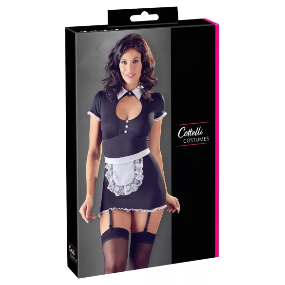 Cottelli - Dienstmädchen-Kleid mit Strapsen (Schwarz-Weiß) - M