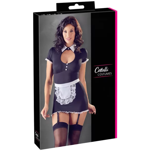 Cottelli - Dienstmädchen-Kleid mit Strapsen (Schwarz-Weiß) - L