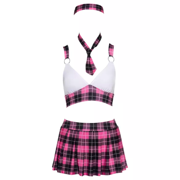 Cottelli - kariertes Schulmädchen-Kostüm Set (Pink) - M