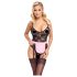 Cottelli - Transparente Dienstmädchen-Kostüm (Schwarz-Pink) - L