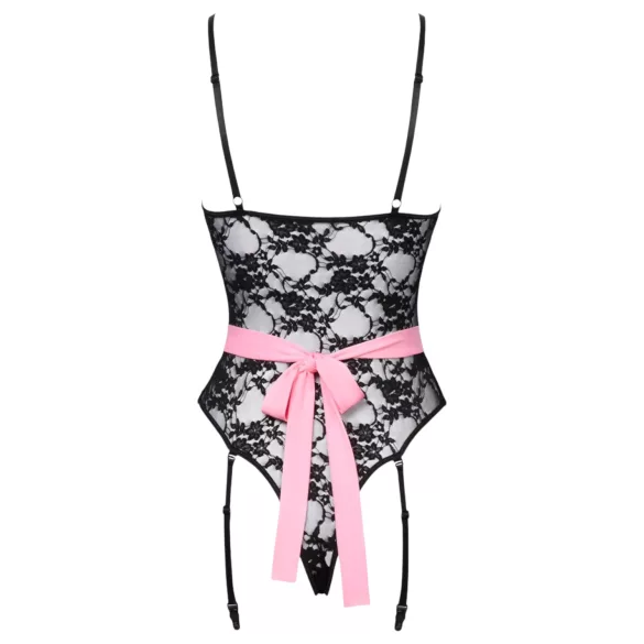Cottelli - Transparente Dienstmädchenkostüm (schwarz-pink) - L