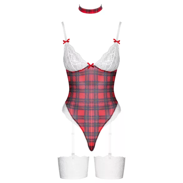 Cottelli - Kariertes Body-Set (Rot)