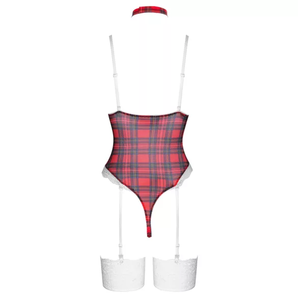 Cottelli - Kariertes Body-Set (Rot) - M