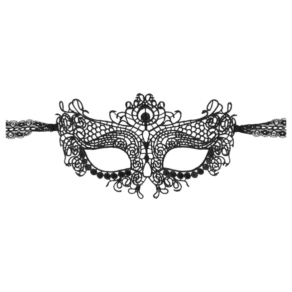 Cottelli - Bestickte, spitzenartige Maske (schwarz)
