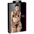 Cottelli - Schwarzes verziertes Body-Harness-Wäsche-Trio (S-L)