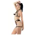 Cottelli - Schwarzes verziertes Body-Harness-Wäsche-Trio (S-L)
