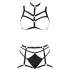 Cottelli - Schwarzes verziertes Body-Harness-Wäsche-Trio (S-L)