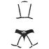 Cottelli - Schwarzes verziertes Body-Harness-Wäsche-Trio (S-L)