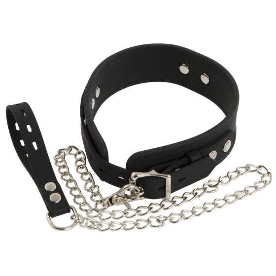Bad Kitty - Silikon Halsband mit Leine (schwarz)