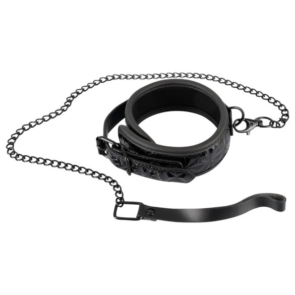 Bad Kitty - Halsband und Leine mit Edelsteinen (schwarz)