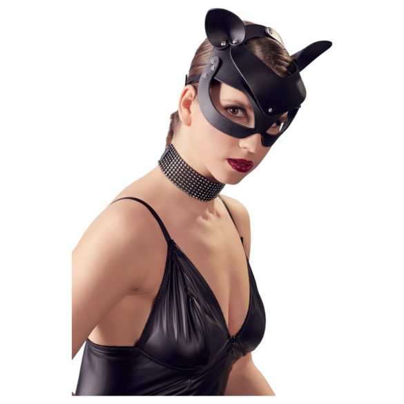 Bad Kitty - Kunstleder-Strass-Katzenmaske - Schwarz (S-L)