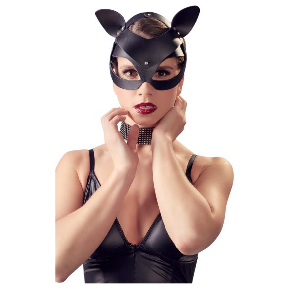 Bad Kitty - Kunstleder-Strass-Katzenmaske - Schwarz (S-L)