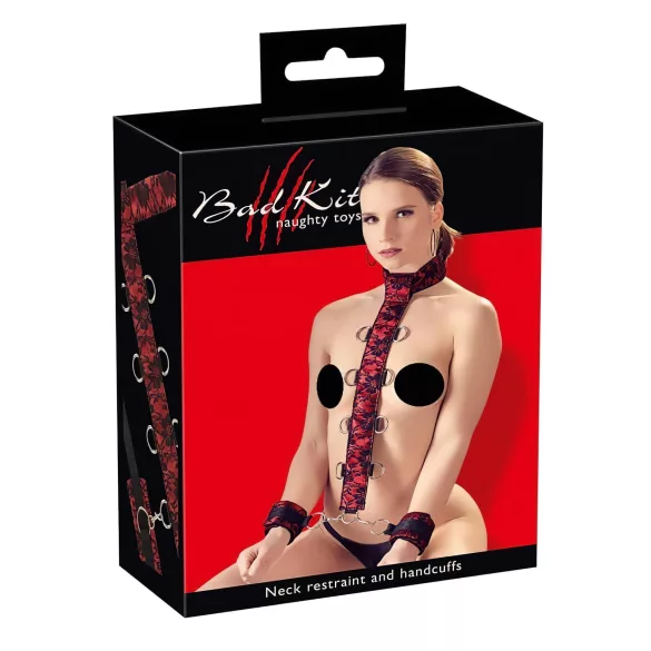 Bad Kitty - Asien Halsfessel-Set (rot-schwarz)