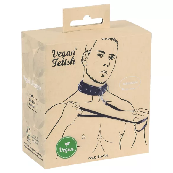 Vegan Fetish - Nietenhalsband und Leine (schwarz)