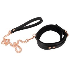 Bad Kitty - Halsband mit Metall-Leine (schwarz-roségold)