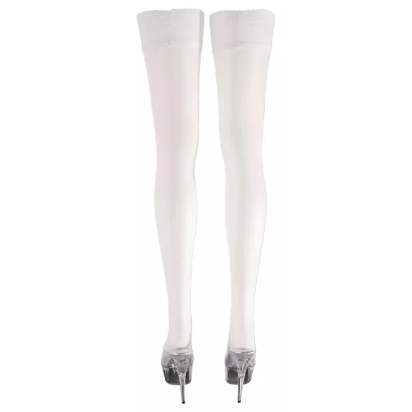 Cottelli - Satin Halterlose Strümpfe (weiß) - 2/M
