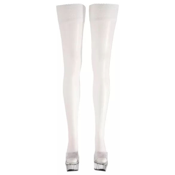 Cottelli - Satin Halterlose Strümpfe (weiß) - 4/L