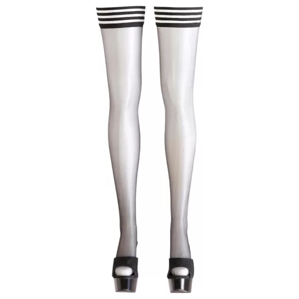 Cottelli - Schwarze Halterlose - gestreifter Rand - 2/M