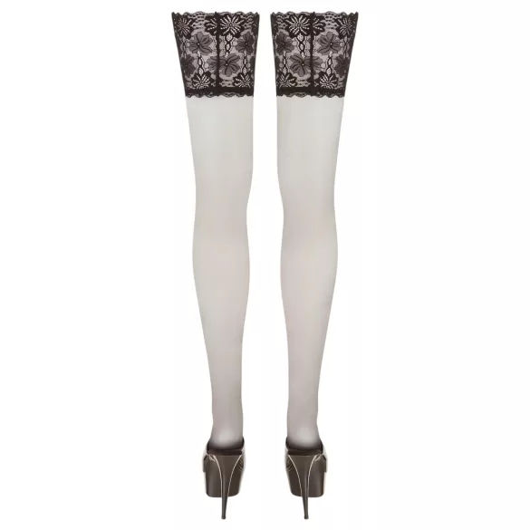 Cottelli Plus Size - Halterlose Strümpfe mit 15cm breiter Spitze (schwarz) - 8