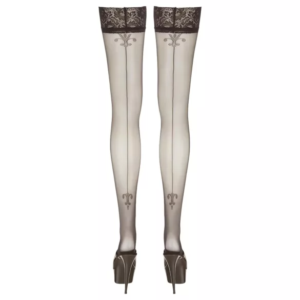 Cottelli - Lilienmuster, gestreifte Strümpfe (schwarz) - 5