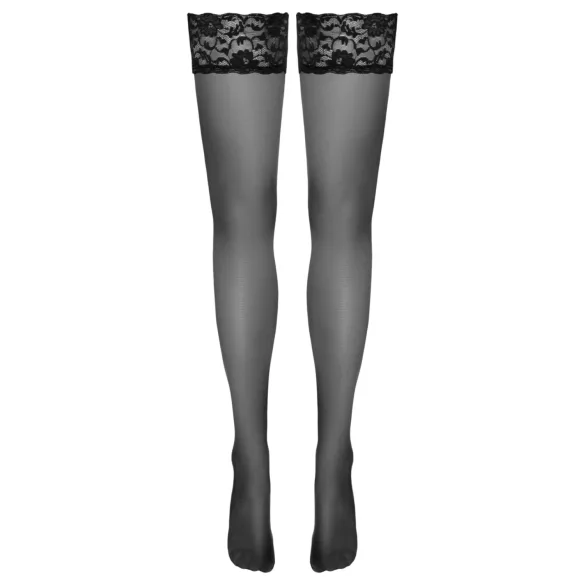 Cottelli - Halterlose Strümpfe mit Spitzenabschluss (schwarz) - 4