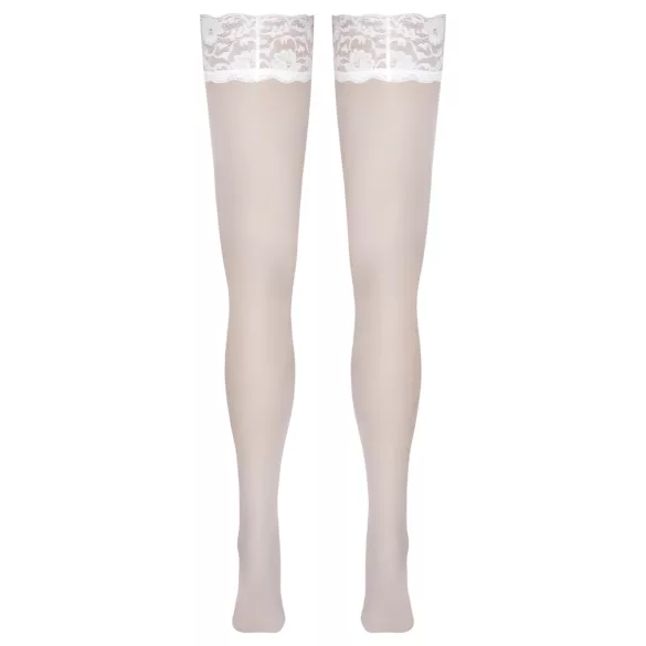 Cottelli - Spitzenstrümpfe mit Blumenmuster (weiß)