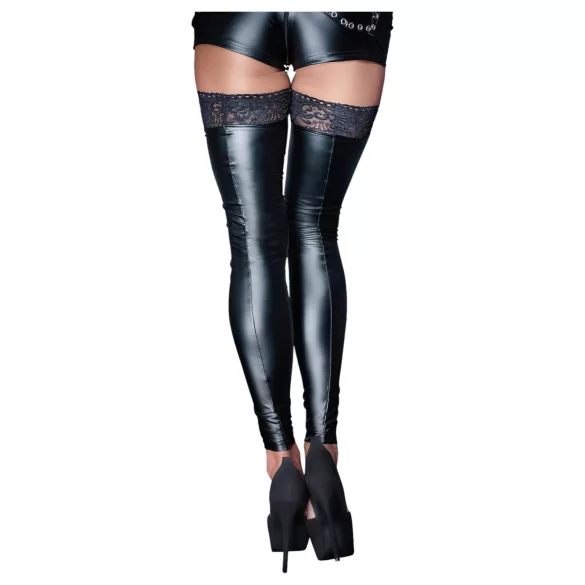 Noir - Spitze glänzende Halterlose (schwarz) - M