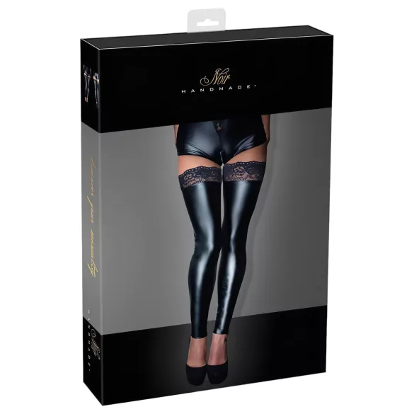 Noir - Spitze glänzende Halterlose (schwarz) - M